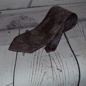 Giacomo Brown Paisley 100% Silk Tie Made in Italy